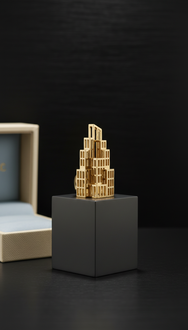24K Gold Architectural Statement Ring