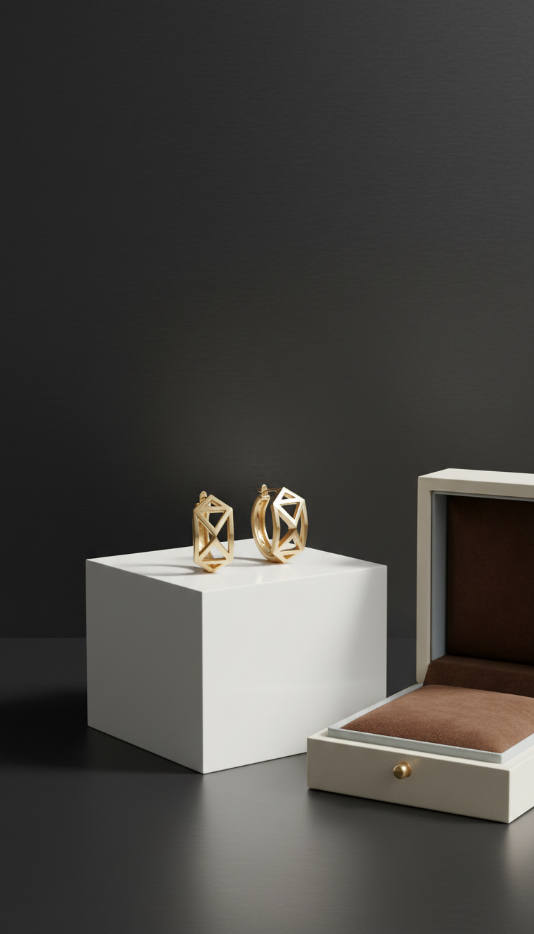 22K Gold Geometric Hoop Earrings