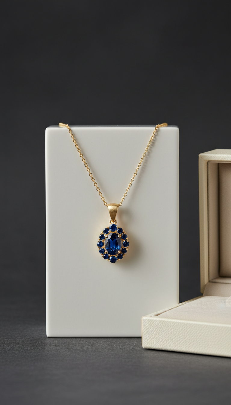 18K Gold Sapphire Pendant Necklace